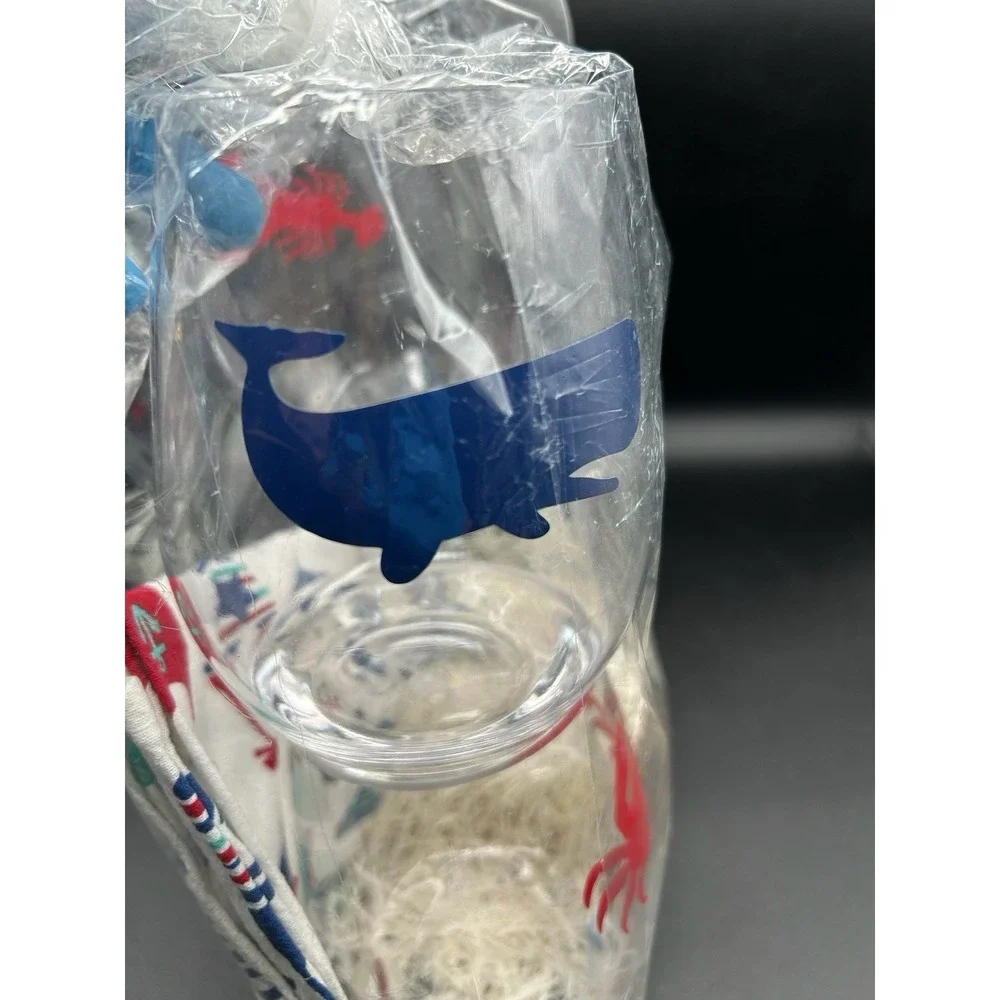 Nautical Summer Cheer Gift Set C&F Flour Sack Towel & 4 Acrylic Tumblers Lobster